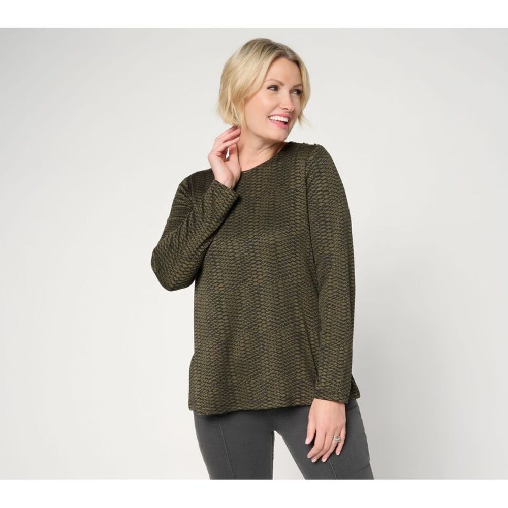 Susan Graver Women's Top Sz L Make Your Selection: Weekend Drapey Green A733105